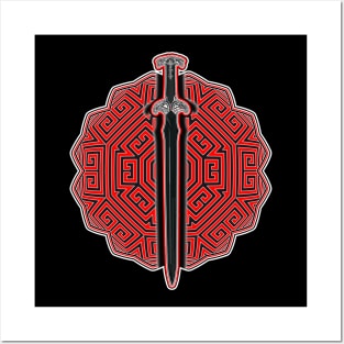 Black Sword On Pattern Maze Posters and Art